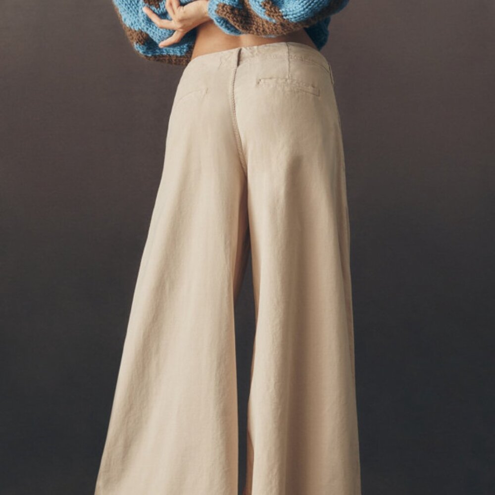Anthropologie Cream Wide Leg Pants - Picture 2 of 2